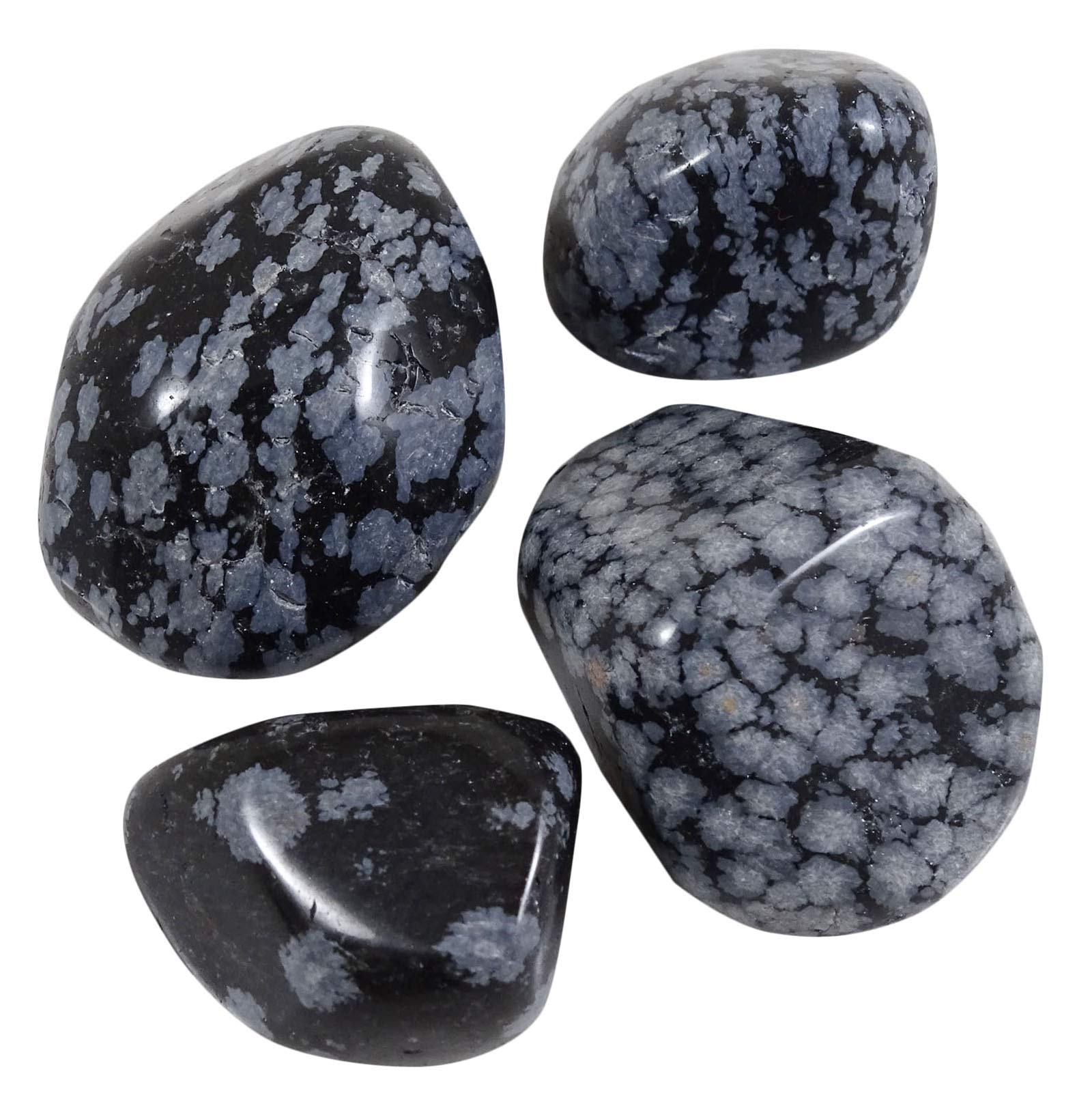 Snowflake Obsidian Tumbled Assorted Size Natural Reiki Healing Stones- 4 Pieces