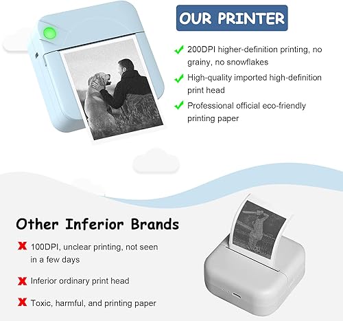 Miniatura 8 de BAISHUN - Mini impresora de bolsillo portátil inalámbrica Bluetooth térmica para teléfono móvil iOS Android, impresión sin tinta, notas de estudio,