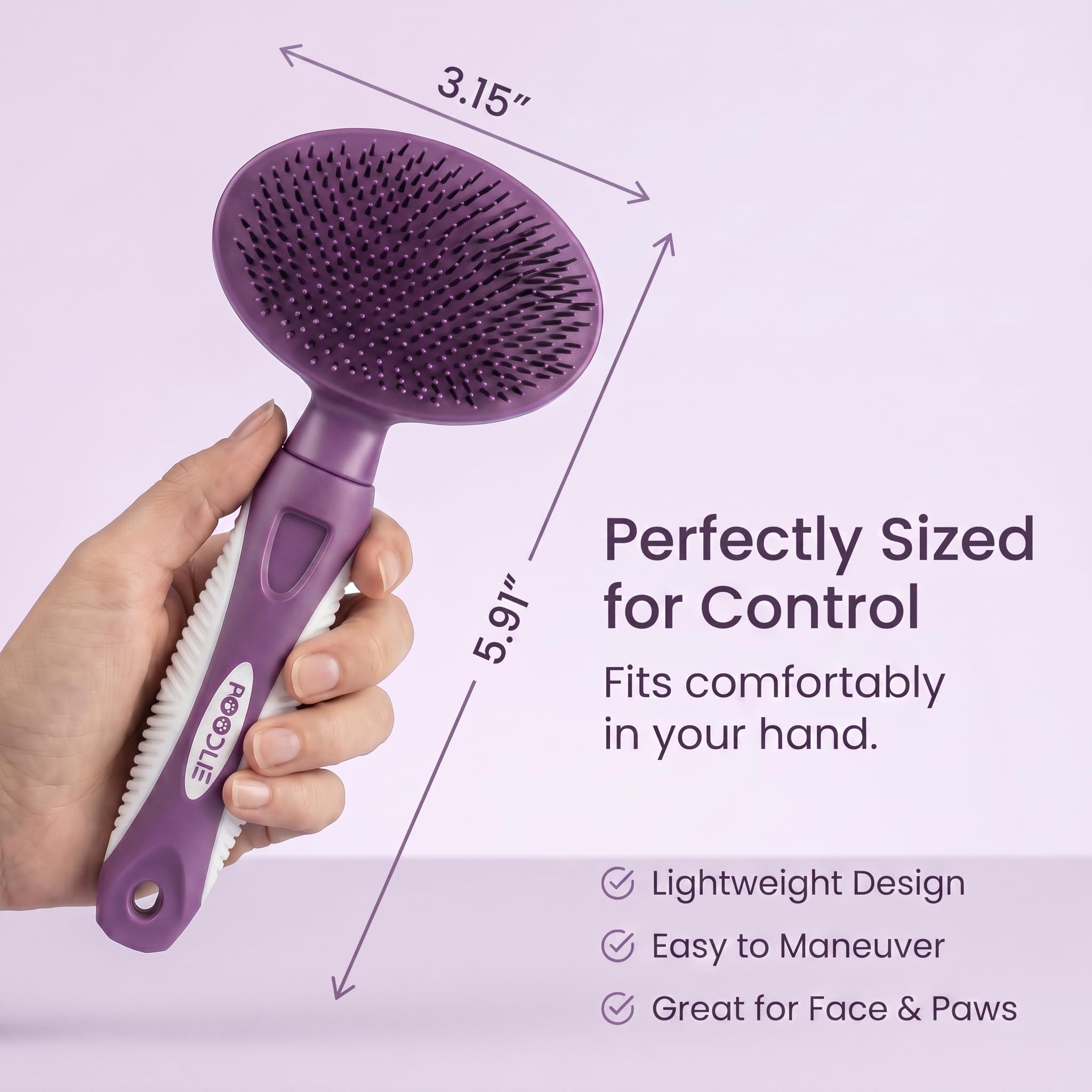 Cepillo de cerdas redondas para mascotas para perros y gatos – Cepillo suave para perros para aseo de pelo corto o largo – Herramienta suave para piel sensible, elimina la caspa, la suciedad y