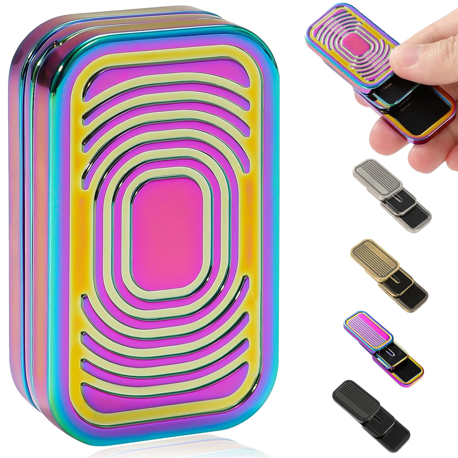 Bufccy Fidget Slider 3 Layer EDC Gadgets Toy, Metal Magnetic Haptic Fidget Toys for Adults Anxiety/Stress Relief, Gift for Boyfriend, Husband and Father (Colorful)
