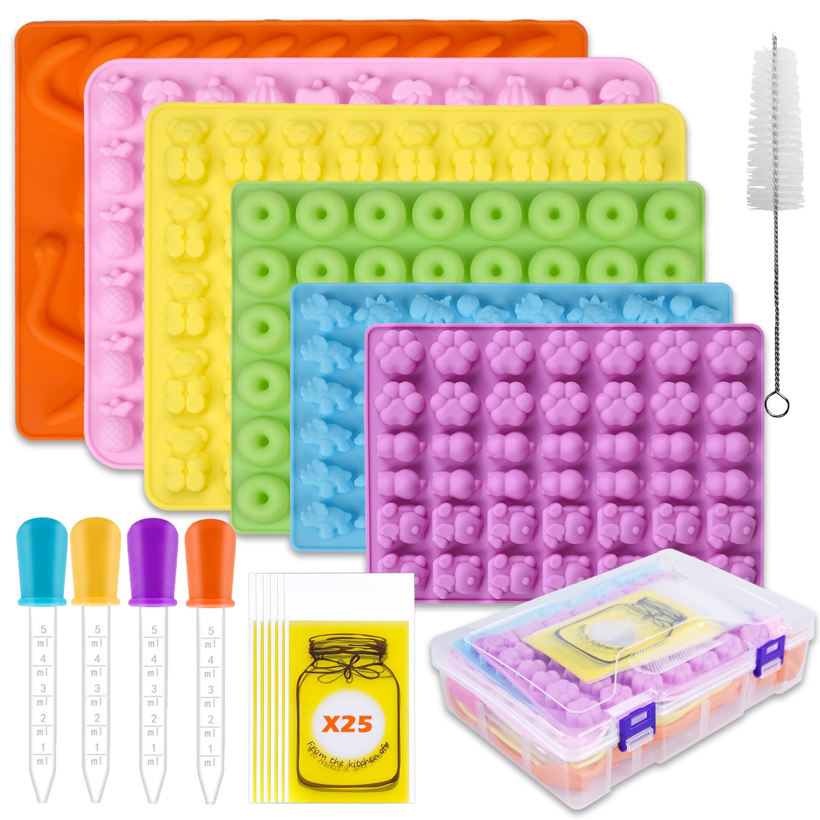 SAGOOITS 37PCS Silicone Gummy Mold Set