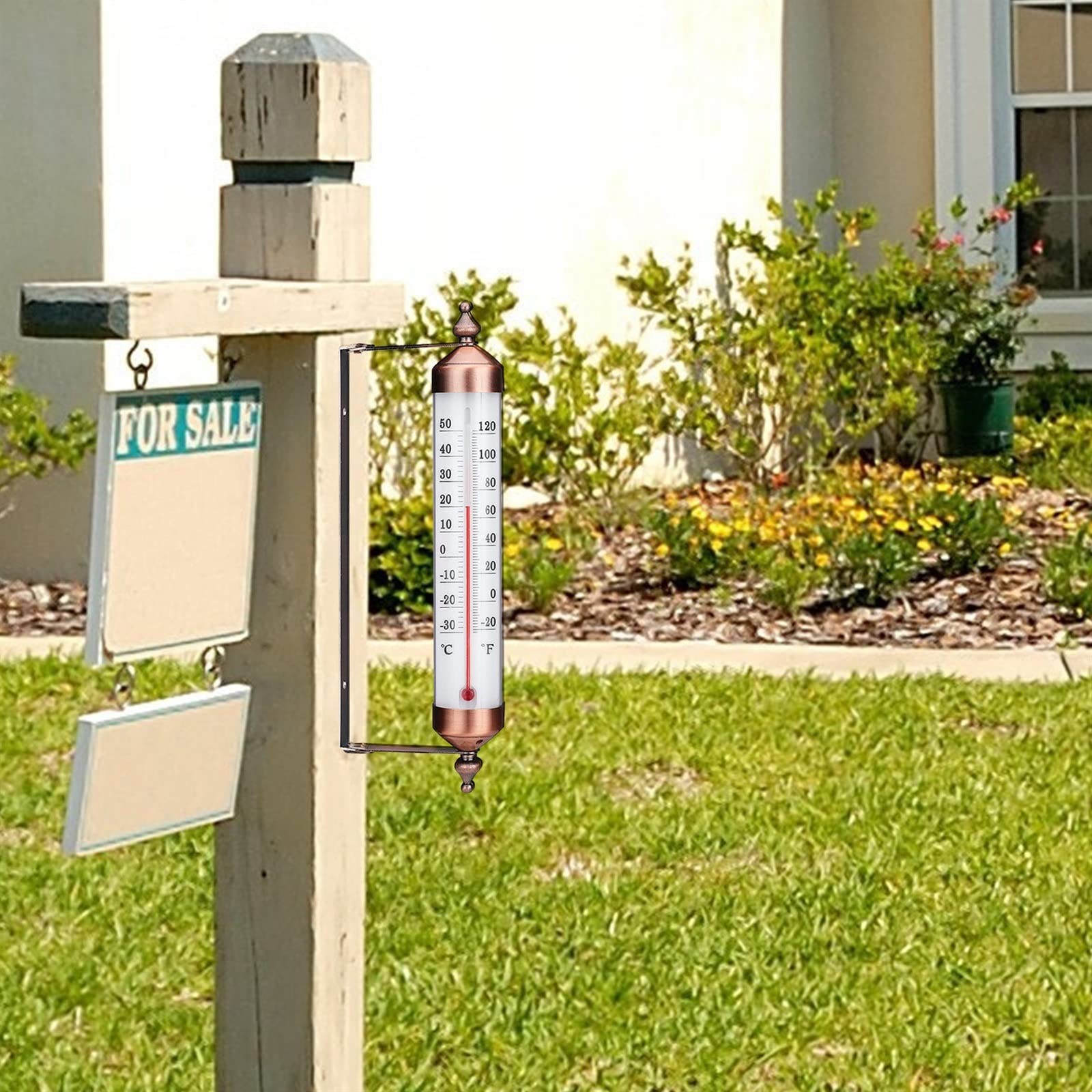 ThermomèTre D'Ambiance Thermomètre de jardin Thermomètre mural avec design en bronze Thermomètre de jardin élégant adapté au garage de serre murale de jardin Moniteur De TempéRature