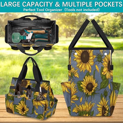 Miniatura 4 de Sunflower Painting Garden Tool Tote Bag for Women Men Gardening Tool Storage Bags with 10 Pockets Standable Garden Home Tool Kits Organizer for