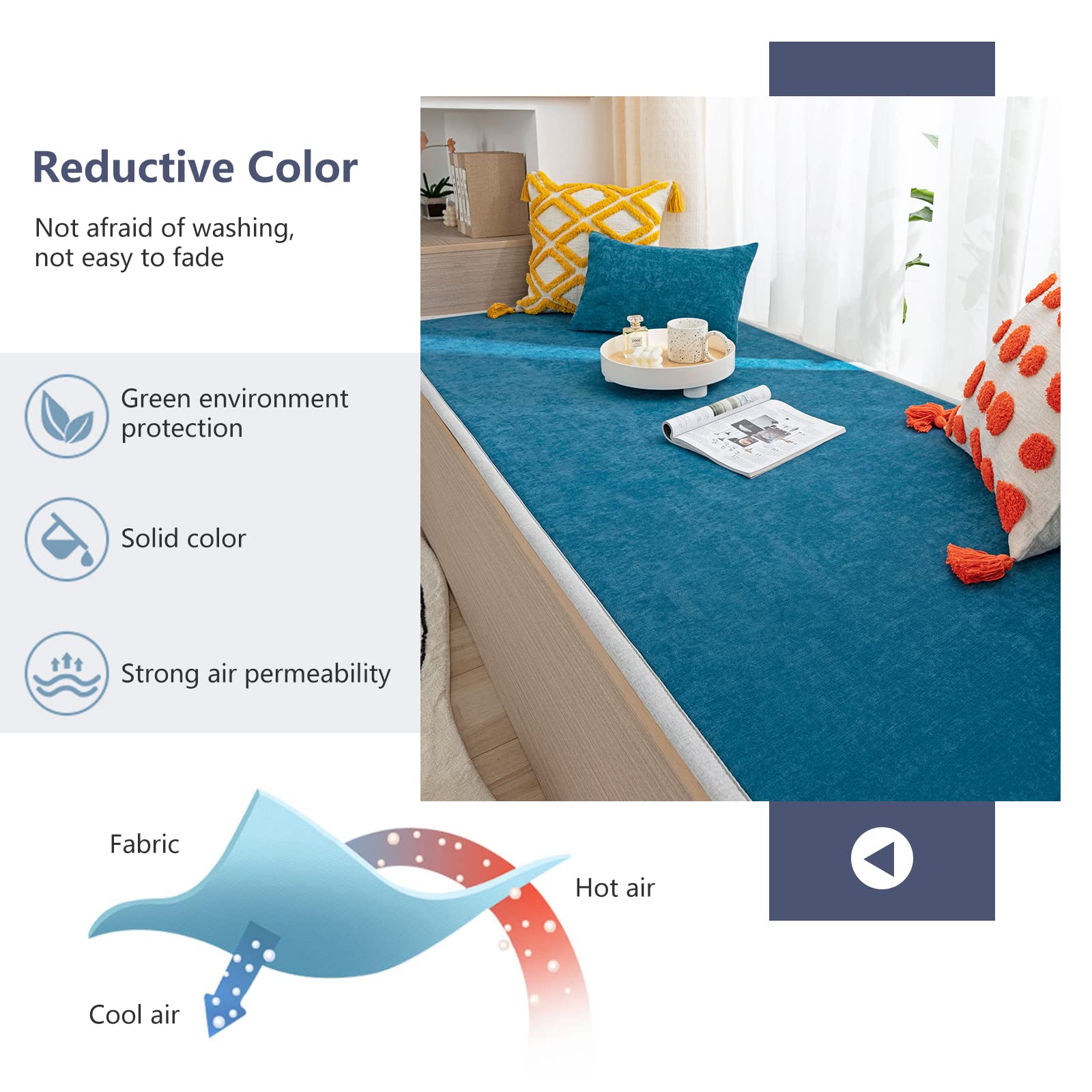 Cuscino Divano Antiscivolo VanderHOME 50x30 Cm - Grigio, Lavabile, 2 Pezzi, Per Interni - Foto 5