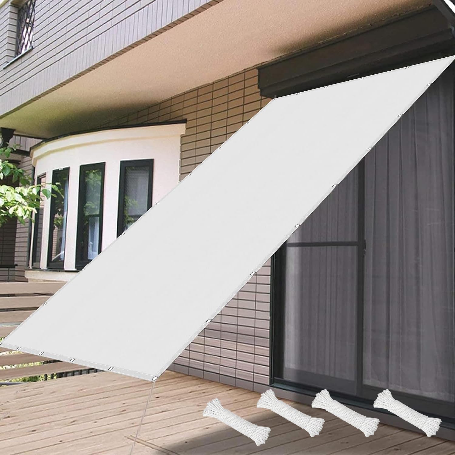 Voile d'ombrage avec œillets 3x4.5m toile solaire polyester filet protection pour terrasse