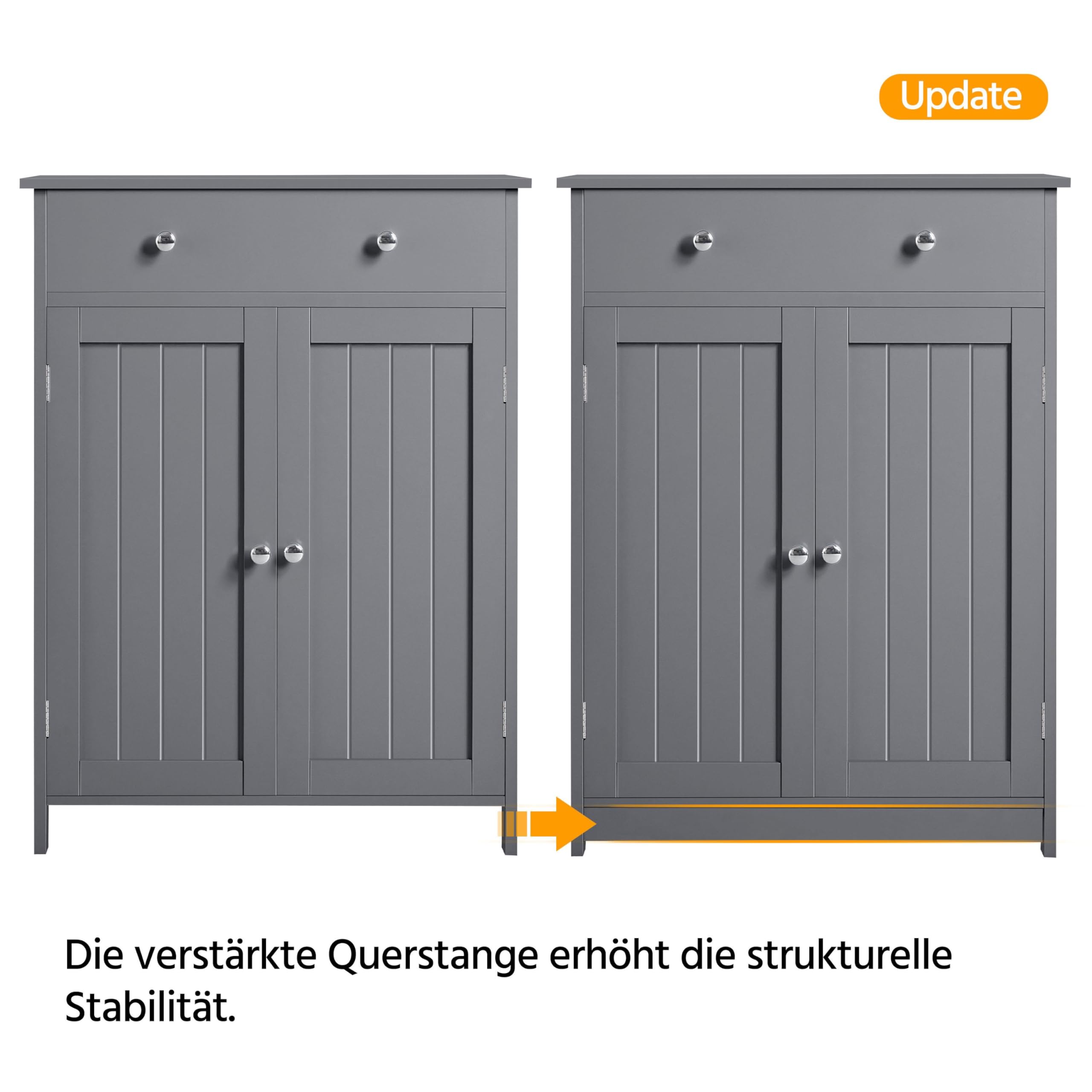 Yaheetech Badezimmerschrank Badschrank mit 2 Türen und Schublade Dunkelgrau – Bild 8