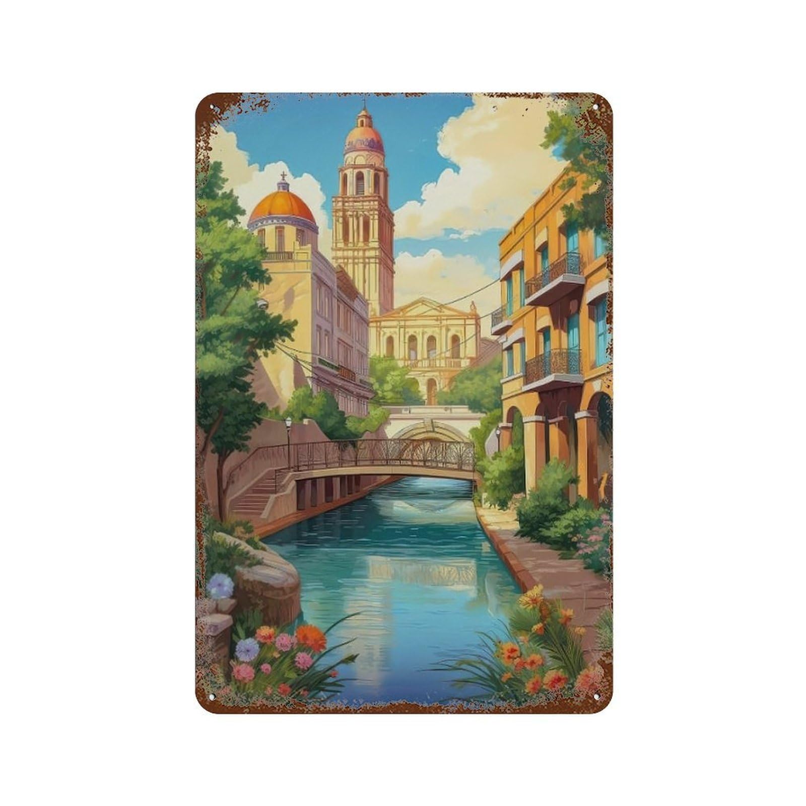 xiaoxiaoshen Cityscape San Antonio Texas (1) Wall Decor Art Metal Tin Poster Modern Home Decor Art Home Bar Shop Decorations Vintage Sign 30x20cm
