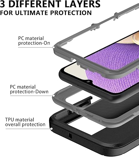 Miniatura 5 de Funda para Galaxy A32 5G, a prueba de golpes, a prueba de caídas, a prueba de polvo, resistente funda protectora para Samsung Galaxy A32 5G (Negro)