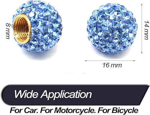 Miniatura 6 de Tapones de válvula de neumático de automóvil, paquete de 4 tapones de aire de vástago de válvula de neumático de automóvil con diamantes de