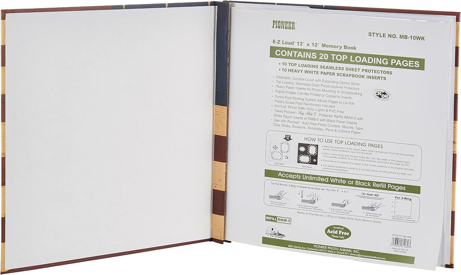 Pioneer 12 Inch by 12 Inch Postbound Designer Cover Memory Book, Warren Kimble Flag