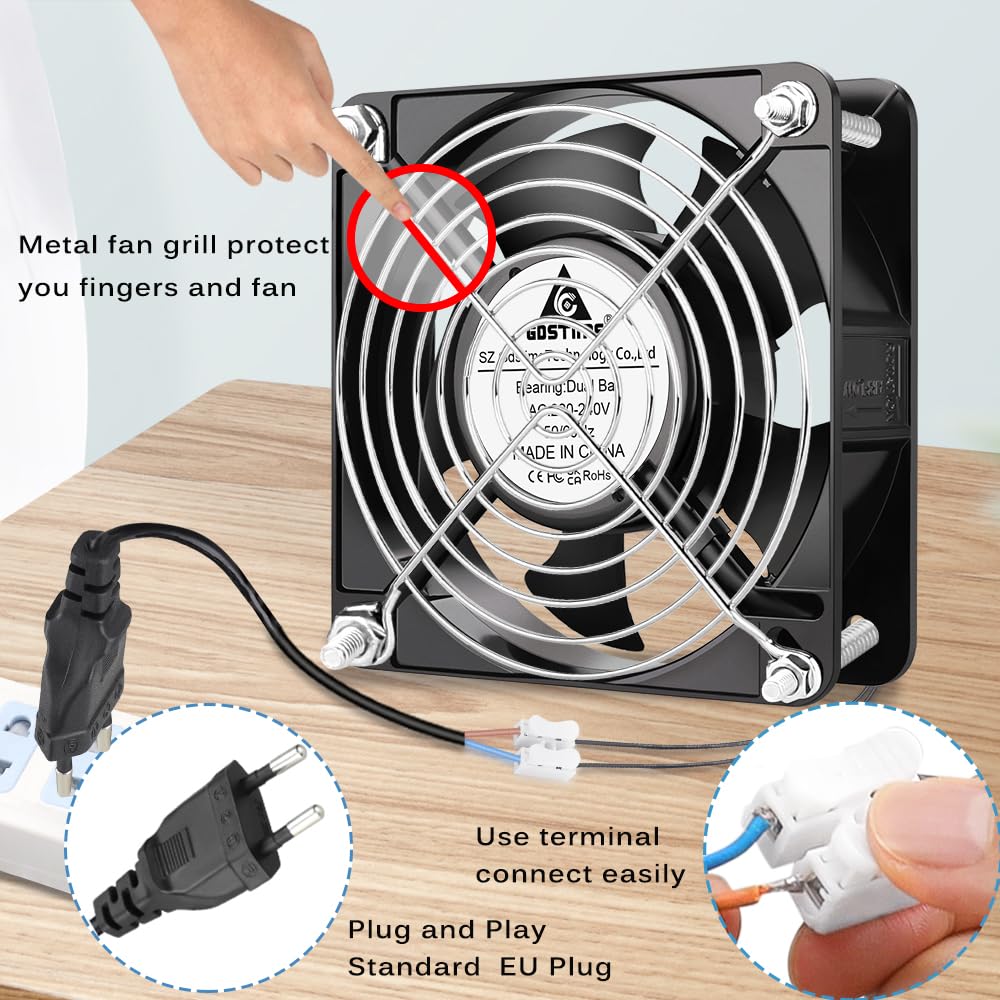 GDSTIME Ventilateur axial 220 V CA 120 mm 120 x 38 230 V double roulement à billes