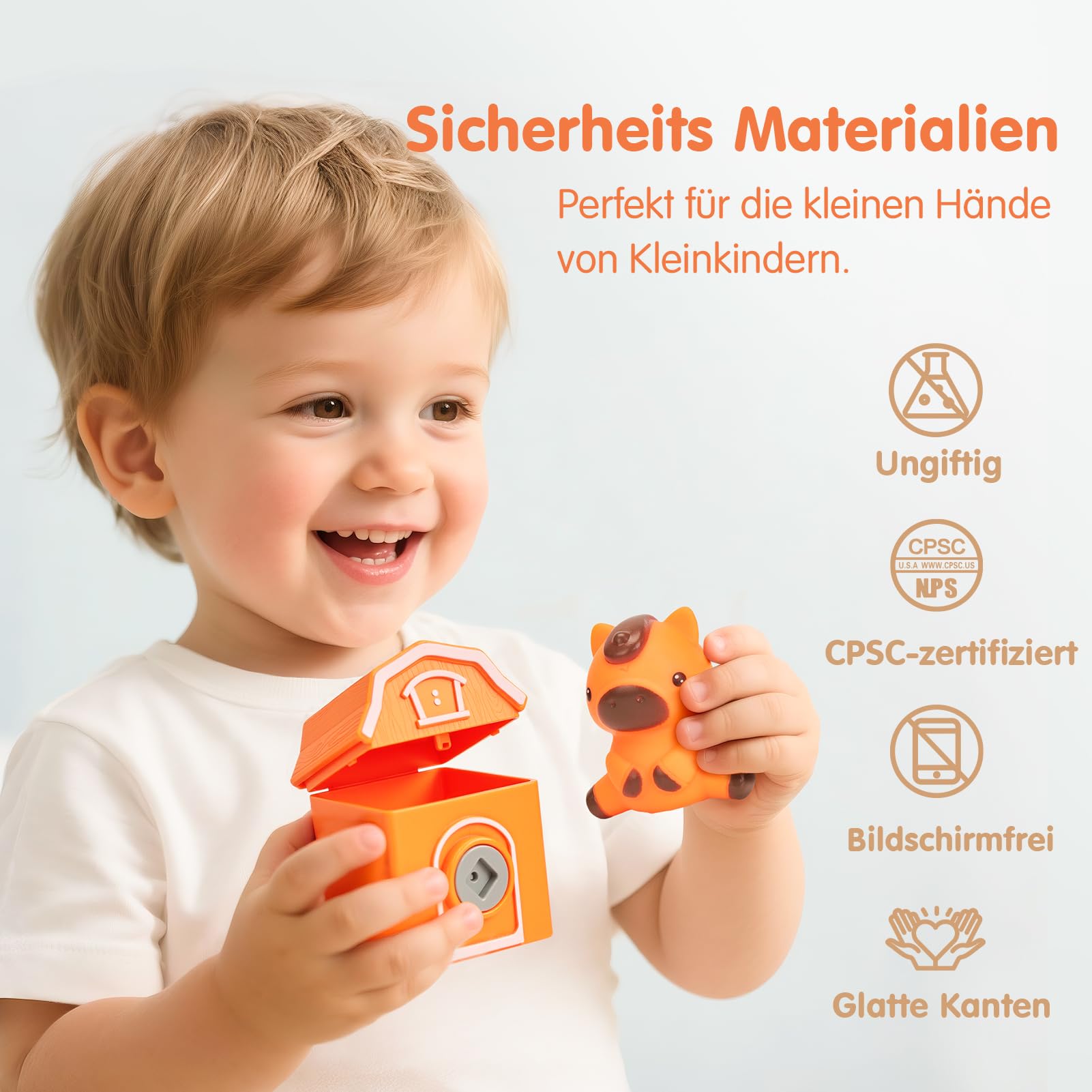 hahaland Bauernhof Montessori Spielzeug 2 Jahre mit Bauernhoftiere Fingerpuppen Schlüssel, Zug Spielzeug zum Zählen, Sortierspiel, Zuordnen, Kinderspielzeug ab 2 3 4 Jahre Geschenk für Junge Mädchen