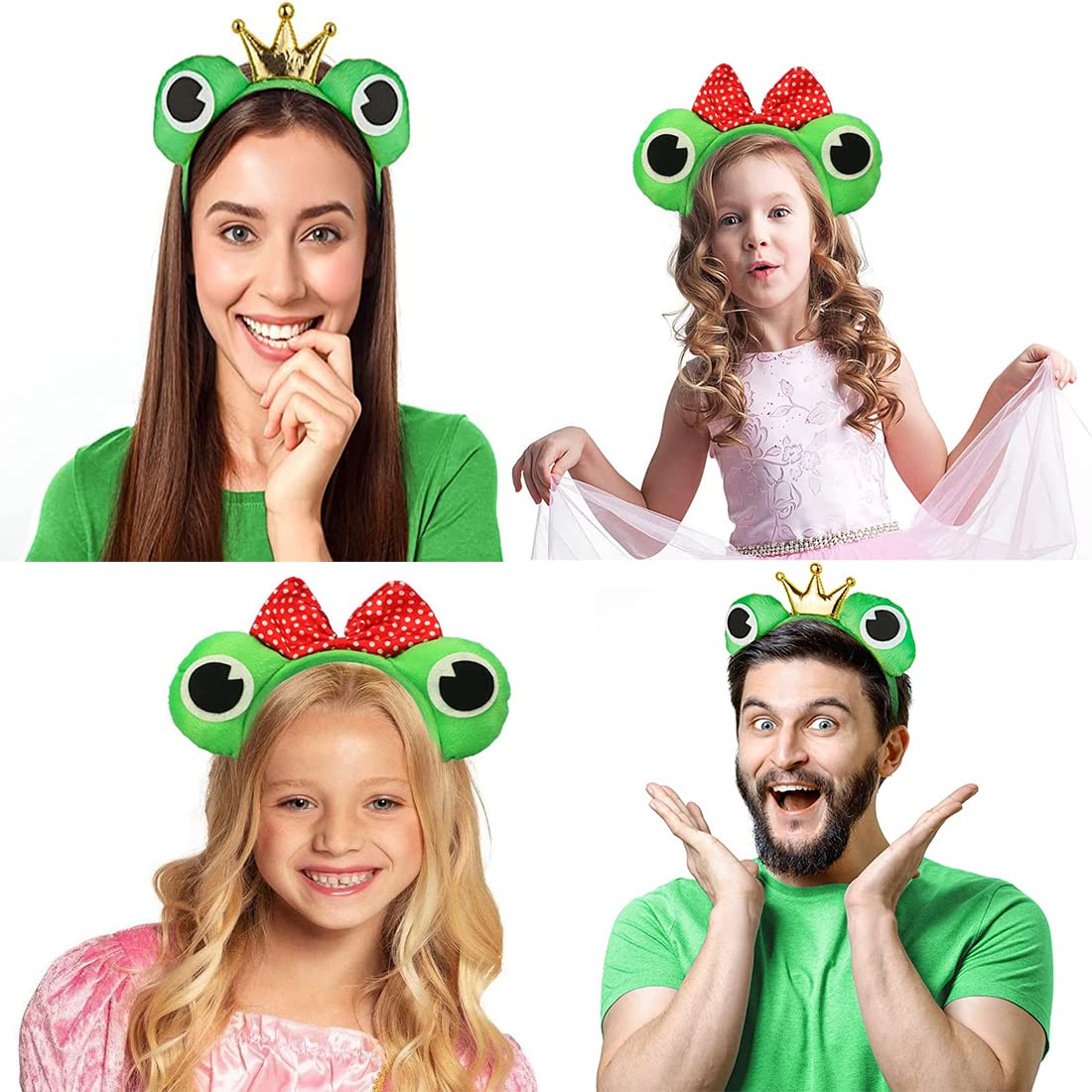 6-teiliges Frosch Kostüm Set - Haarreifen Mit Augen & Handschuhe Für Karneval