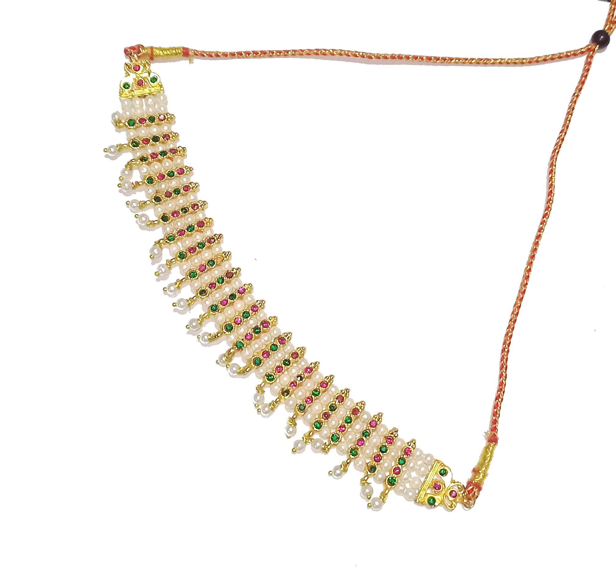 New Festive Special Traditional White Tanmani Necklace Maharashtrian chinchpeti moti necklace By Shrungarika(NS-500)-image-9