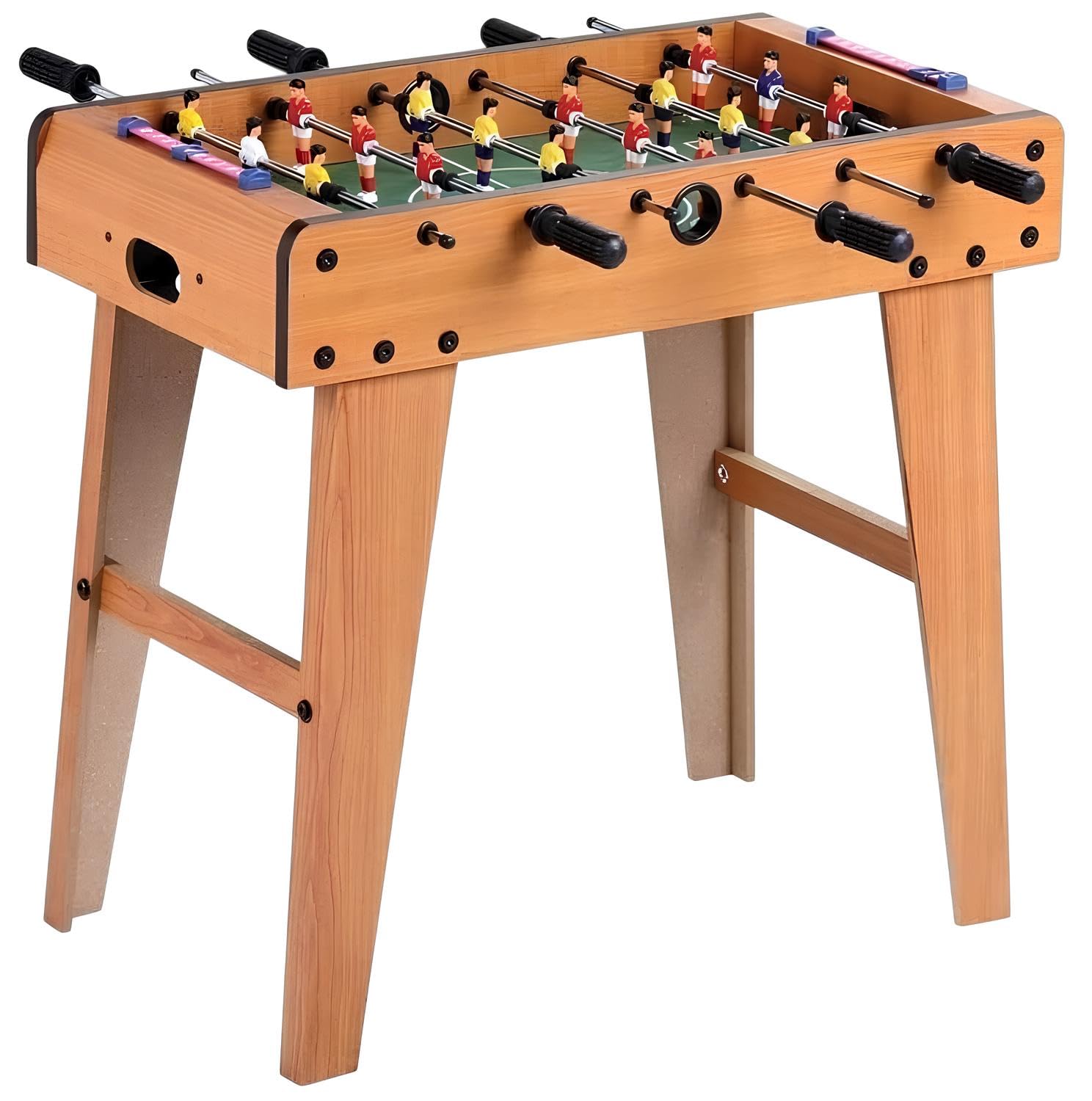 Calcetto Biliardino Calciobalilla in Legno con Gambe Super Robusto Football Calcio Balilla da Casa con 2 Palline Segnapunti Maniglie Antiscivolo Tavolo Calcetto da Terra Bambini Adulti cm 69x37xh62