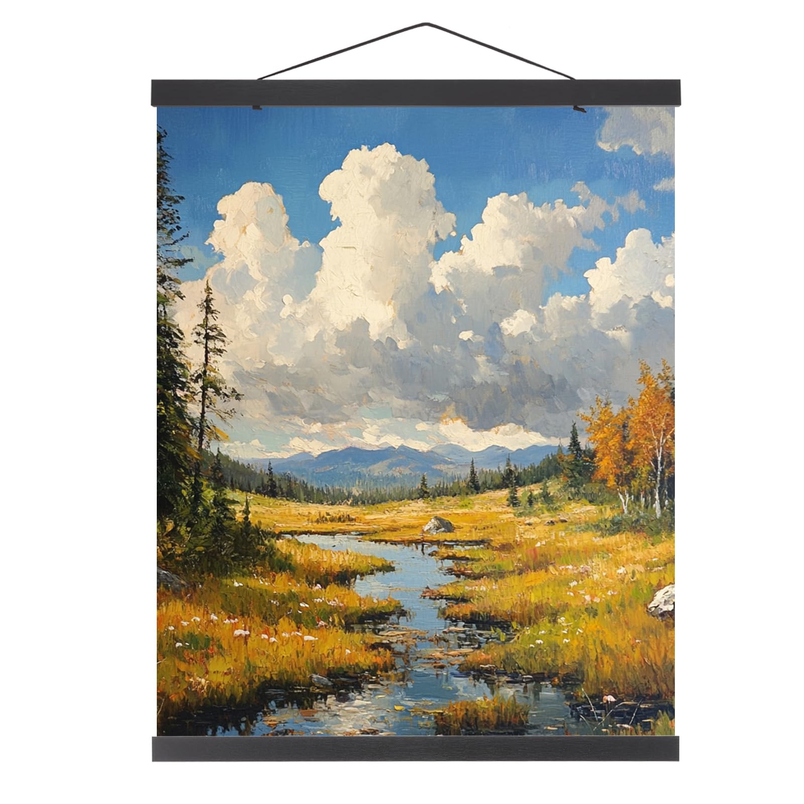 PATIKIL 1 Set Magnetic Poster Hanger Frame 24 Inch Wooden Magnet Picture Hangers Frames Wide Hanging Kit for Photos Pictures