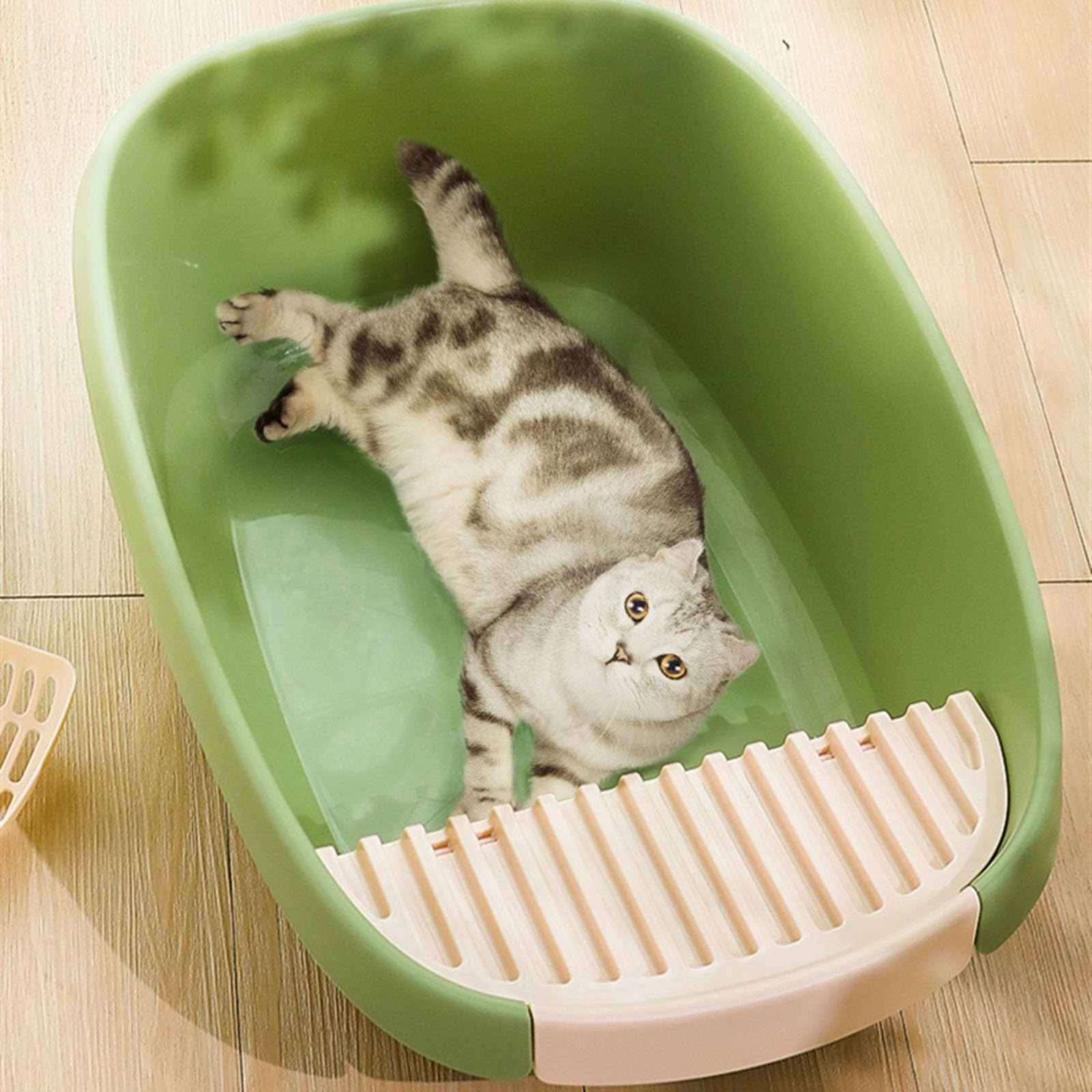 Exclusivo para Gatos y Perros Caja de Arena for Gatos Cerrada, Caja Extragrande Lados Altos for Grandes y múltiples, fácil Limpieza con Pala para Interiores(Blanco,L)