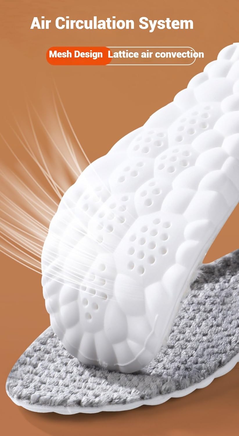 Warm Sport Insoles for Women Men,Thermal Shoe Insoles,Winter 4D Cloud Insoles for Boots, Fluffy Shoe Pads,Arch Support Plantar Fascitis Shoe Inserts,2 Pairs (Pink/Gray, Pink for Women(6-10)) - Image 5