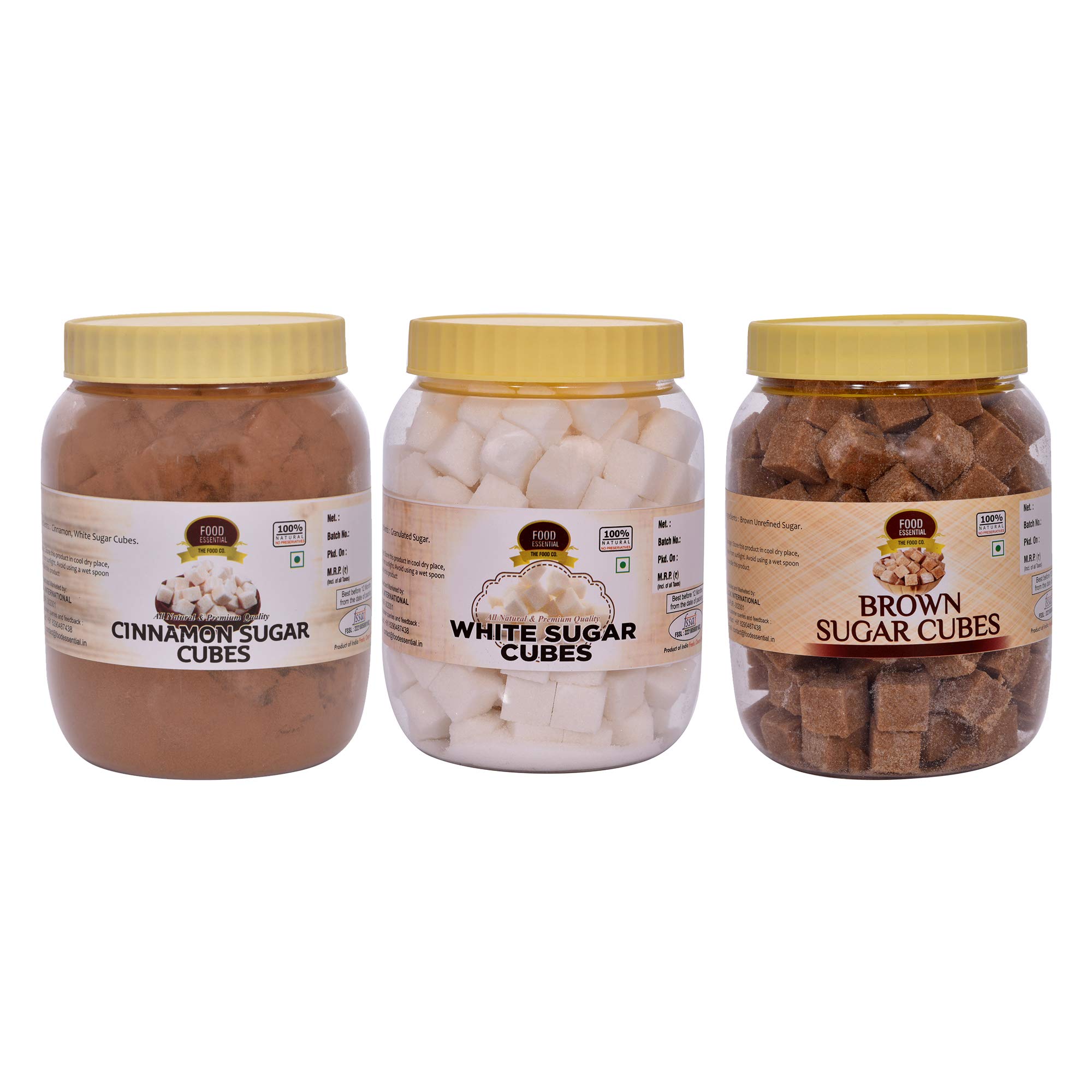 FOOD ESSENTIAL Brown/White/Cinnamon Sugar Cubes Each Jar 350gm. (Pack of 3) (B07VBR84M4) Amazon Price History, Amazon Price Tracker