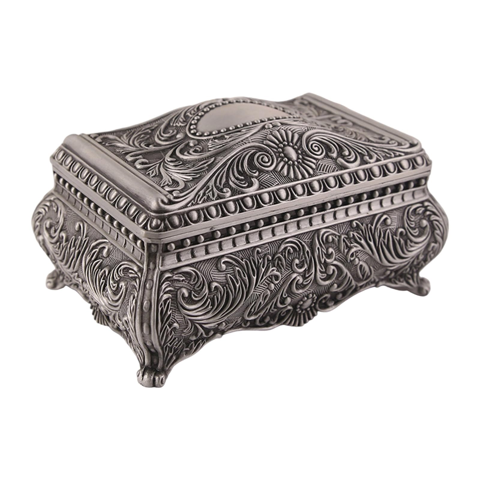 Qusinfc Classical Metal Jewelry Organizers Box Antique Metal Jewelry Organizers Box Dustproof Lid Practical Storage Practical Storage