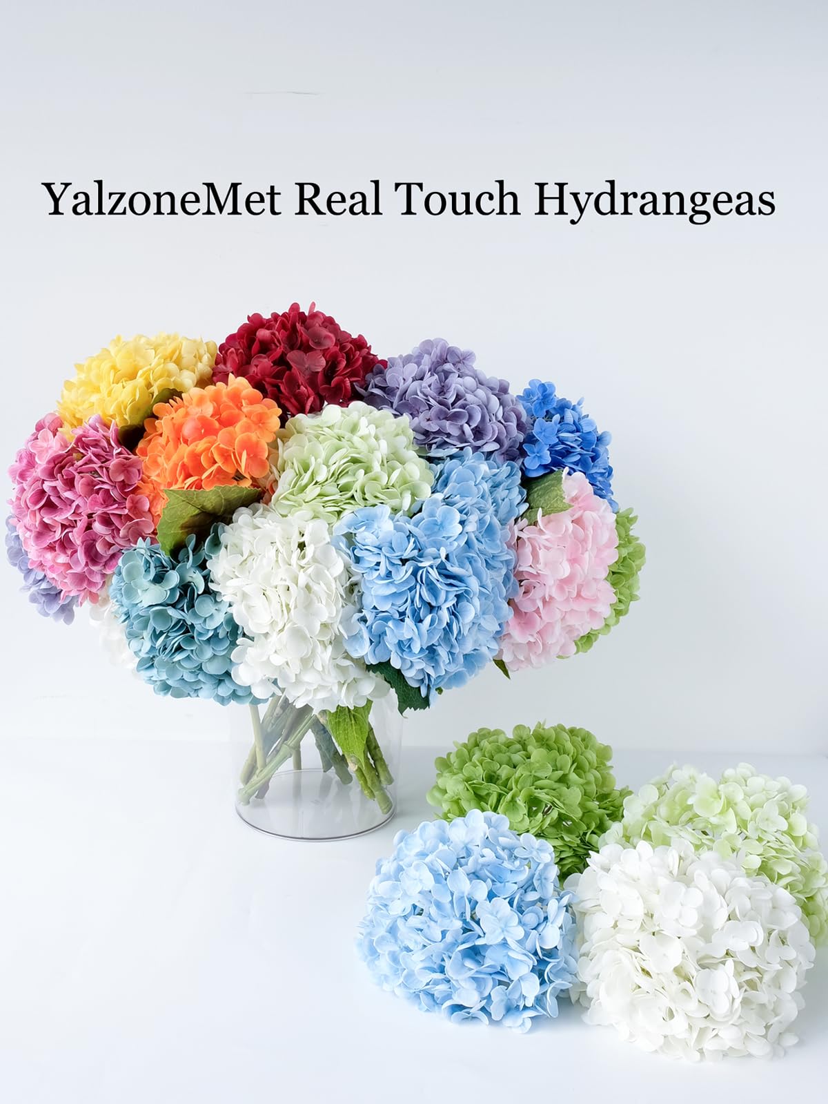 YalzoneMet Künstliche Hortensienblumen, naturgetreu, 53,3 cm langer Latex-Stiel, für Erntedankfest, Zuhause, Küchendekoration, Hochzeit, Weihnachten, Tischdekoration, Mittelstück, 2 rosa + 2 rosarot
