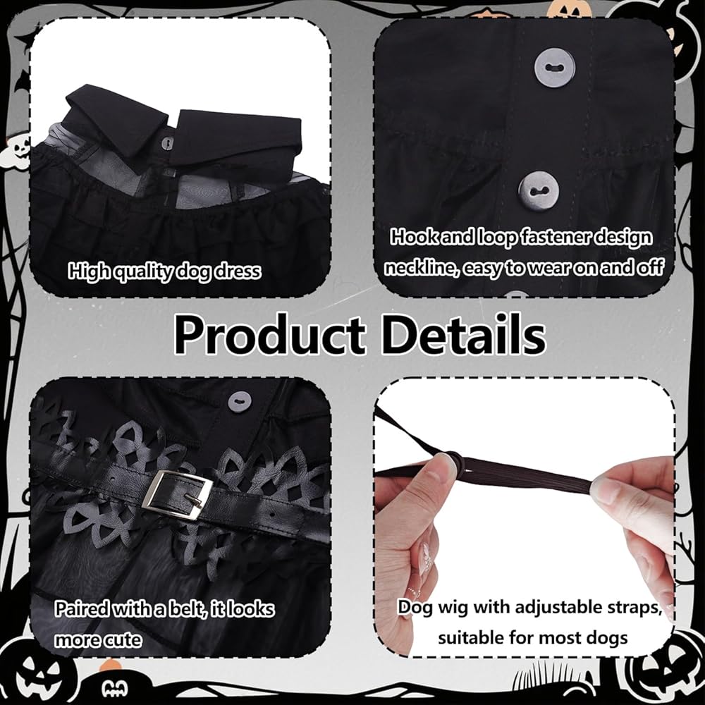 3pcs Black Dog Costume with Wig & Belt for Party thumbnail 3