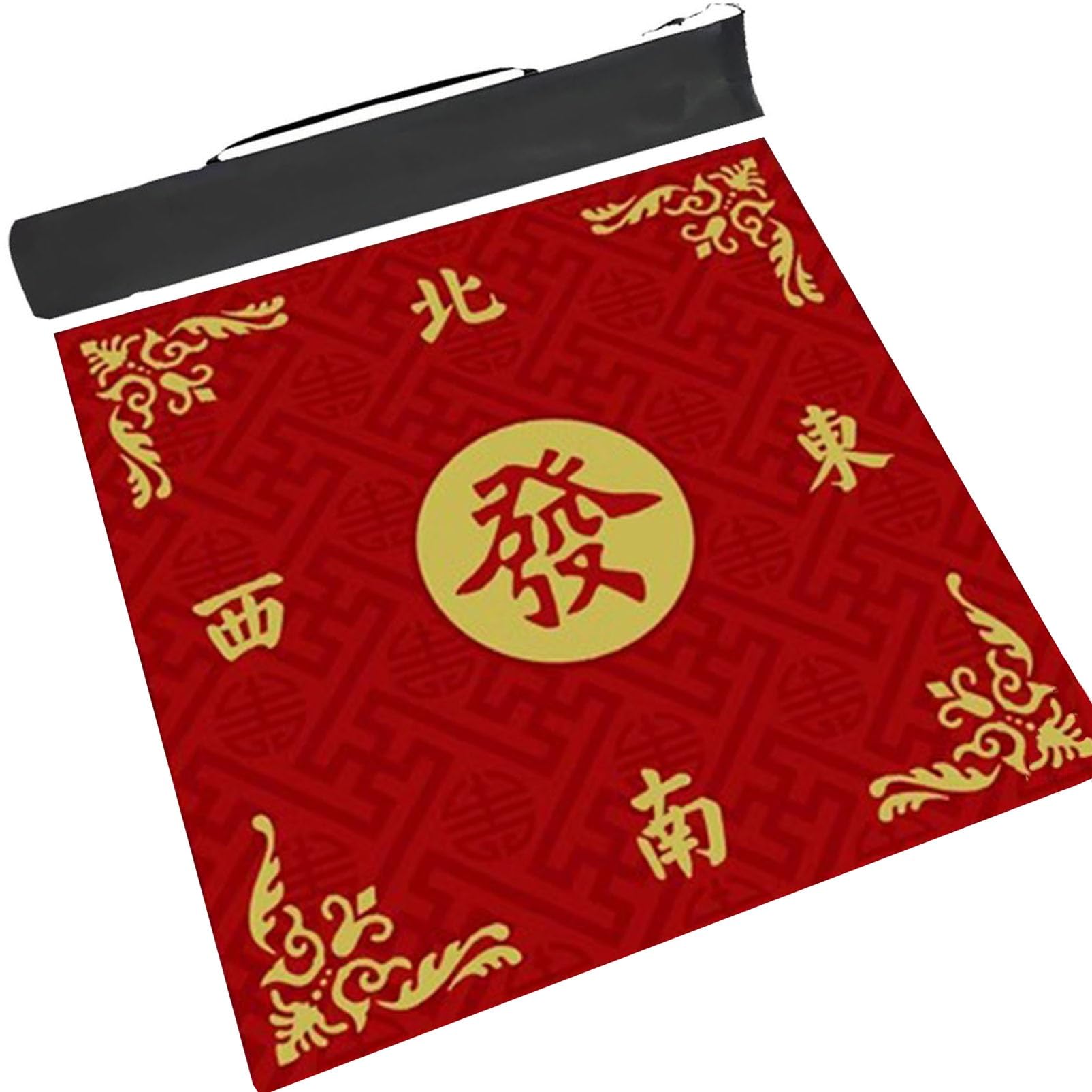 Mata Mahjong Czerwona antypoślizgowa gra planszowa z redukcją szumów Playmat do gier planszowych Gry karciane z torbą do przechowywania (1 35,4 x 35,4 cala 90 x 90 cm)