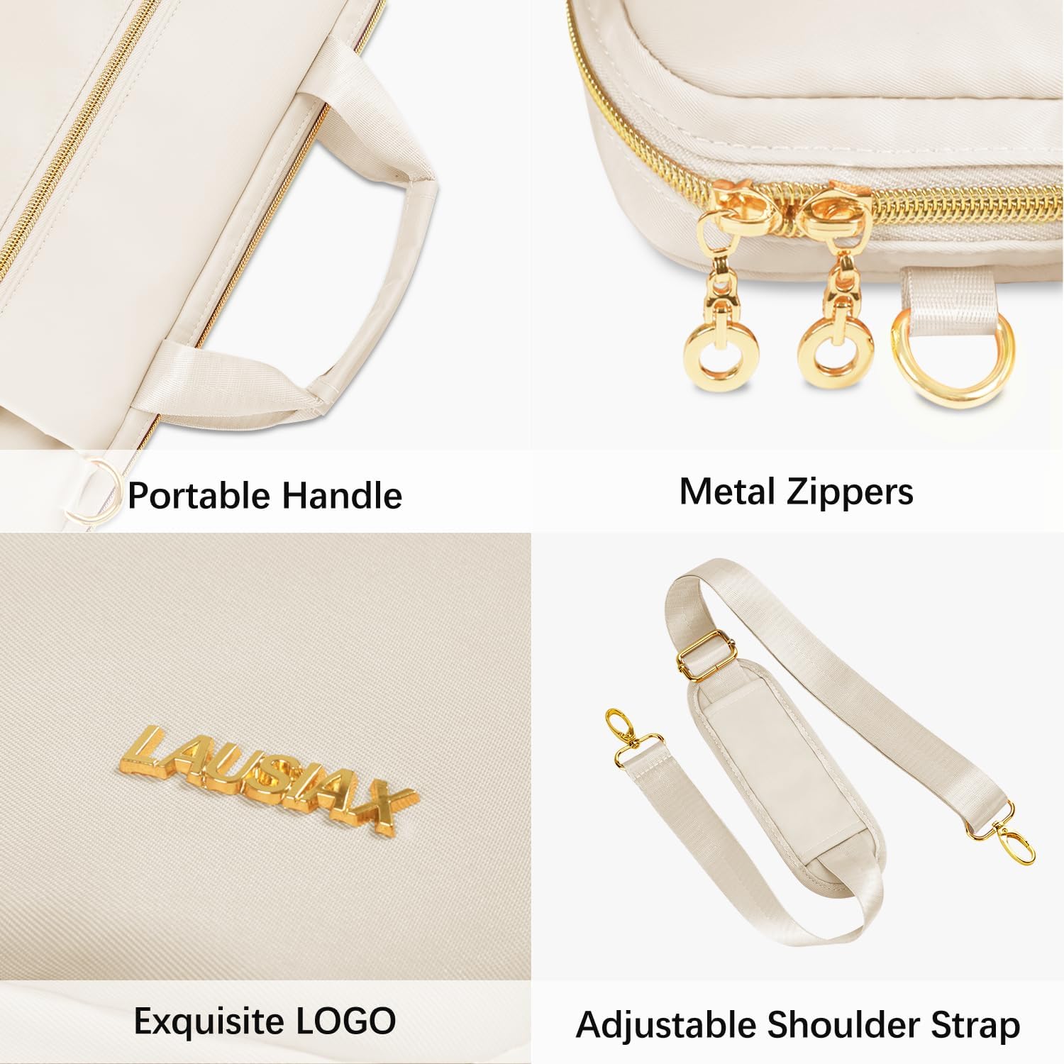 Laptop Case Bag Women Men Computer Sleeve Compatible with MacBook/Dell/HP/Acer/ASUS/LG, Waterproof Shoulder Carrying Briefcase, Beige, 17-17.3 Inch - Image 5