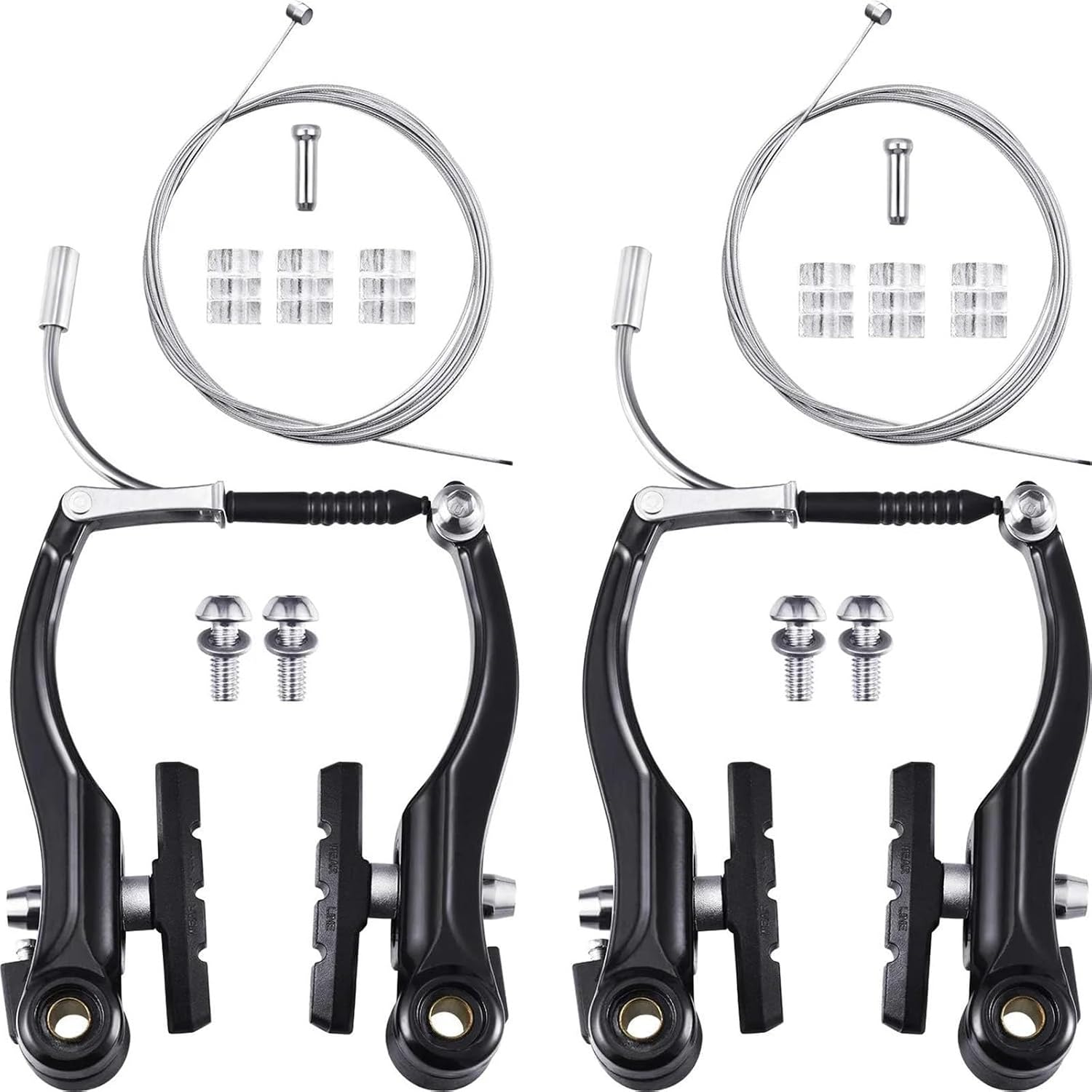Bike V Brake Sets 2sets Bicycle V Brake Sets Removable Aluminum Alloy Bike Caliper Front and Rear Cable Adjustable Cycling Calipers