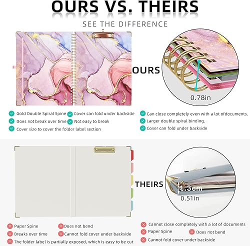 Miniatura 4 de Ospelelf Portapapeles con almacenamiento de 8.5 x 11, organizador de padfolio, cartera en espiral, tamaño carta con bloc de notas, soporte para