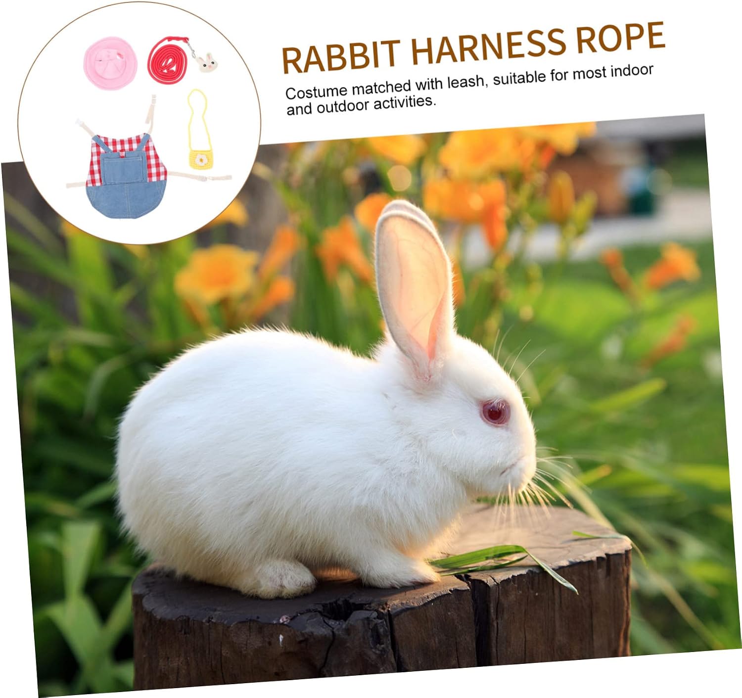 1set Adorable Bunny Outfit Set Hat and Traction Rope Lightweight Rabbit Clothing for Pets for Special Occasions and Photoshoots Cute Plaid Design