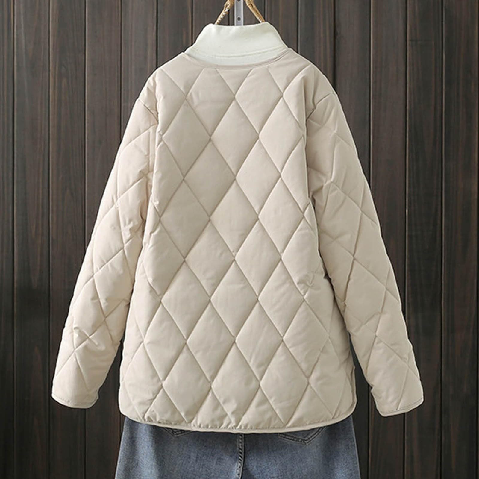 Chaqueta Mujer Abrigo Entretiempo Invierno Cazadora Plumiferos，Chaqueta acolchada corta ligera sin cuello forma mujer algodón moderna abrigo casual diario elegante cálida transpirable fácil combinar