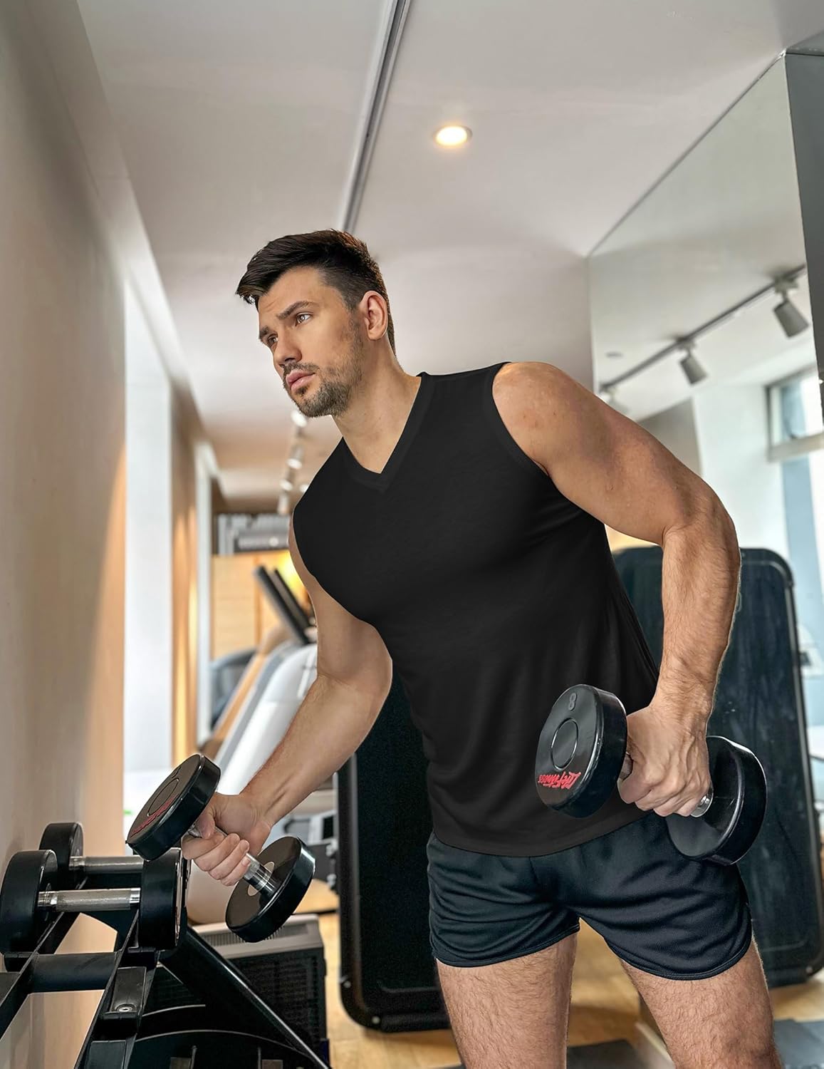 COOFANDY Men's 3 Pack Workout Tank Tops Gym Sleeveless Shirts V Neck Bodybuilding Muscle Tee Shirt - Image 2