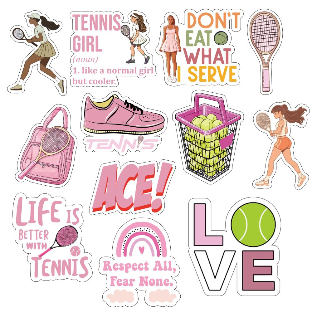 Calcomanías de chica de tenis de diseño rosa para decorar tu botella de agua
