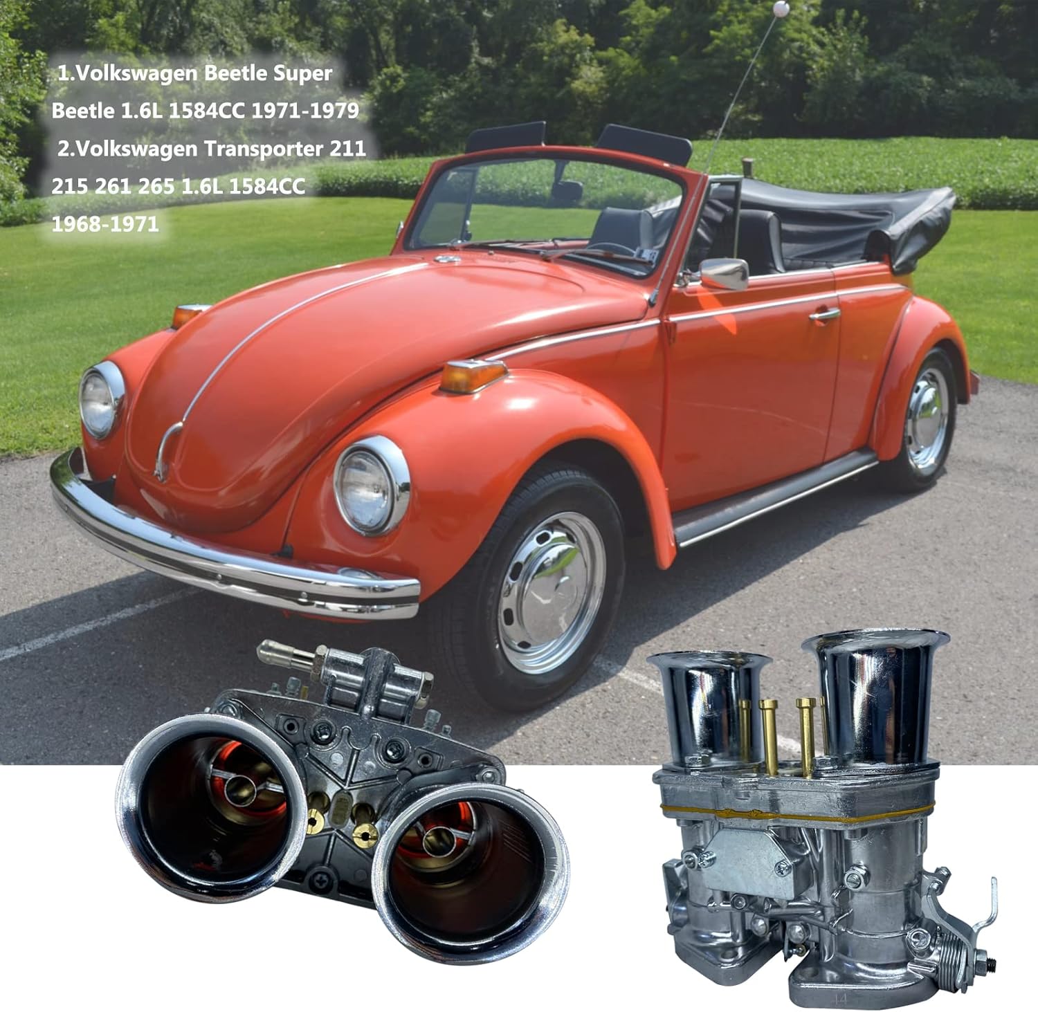 RoyalAir 2 Barrel Carburetor Carb Replacement for Bug Volkswagen Beetle Fiat Replacement for Weber 40 IDF (44 IDF)