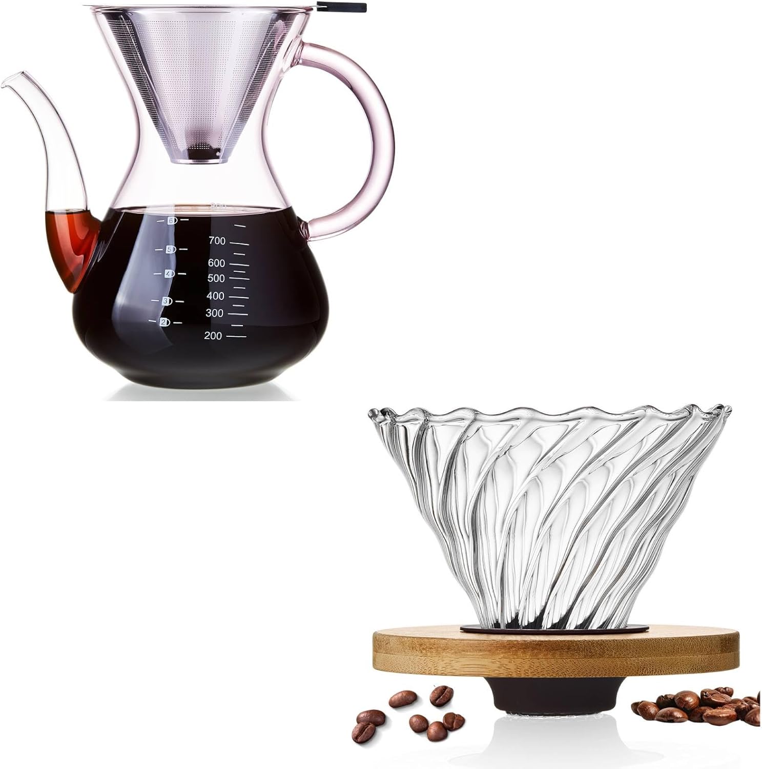 Pour Over Coffee Maker, Pour Over Coffee Dripper, Borosilicate Glass