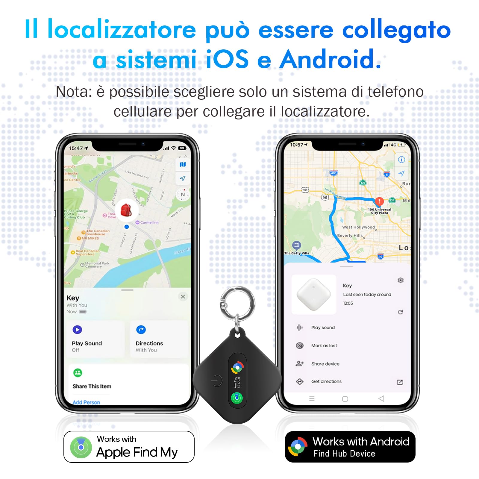 Smart Tag Trova Chiavi Compatibile con iOS Find My APP o Android Find Hub IP67 impermeabile batteria CR2032 sostituibile Bluetooth Tracker Finder per chiavi bagagli/borse/valigia/portafoglio