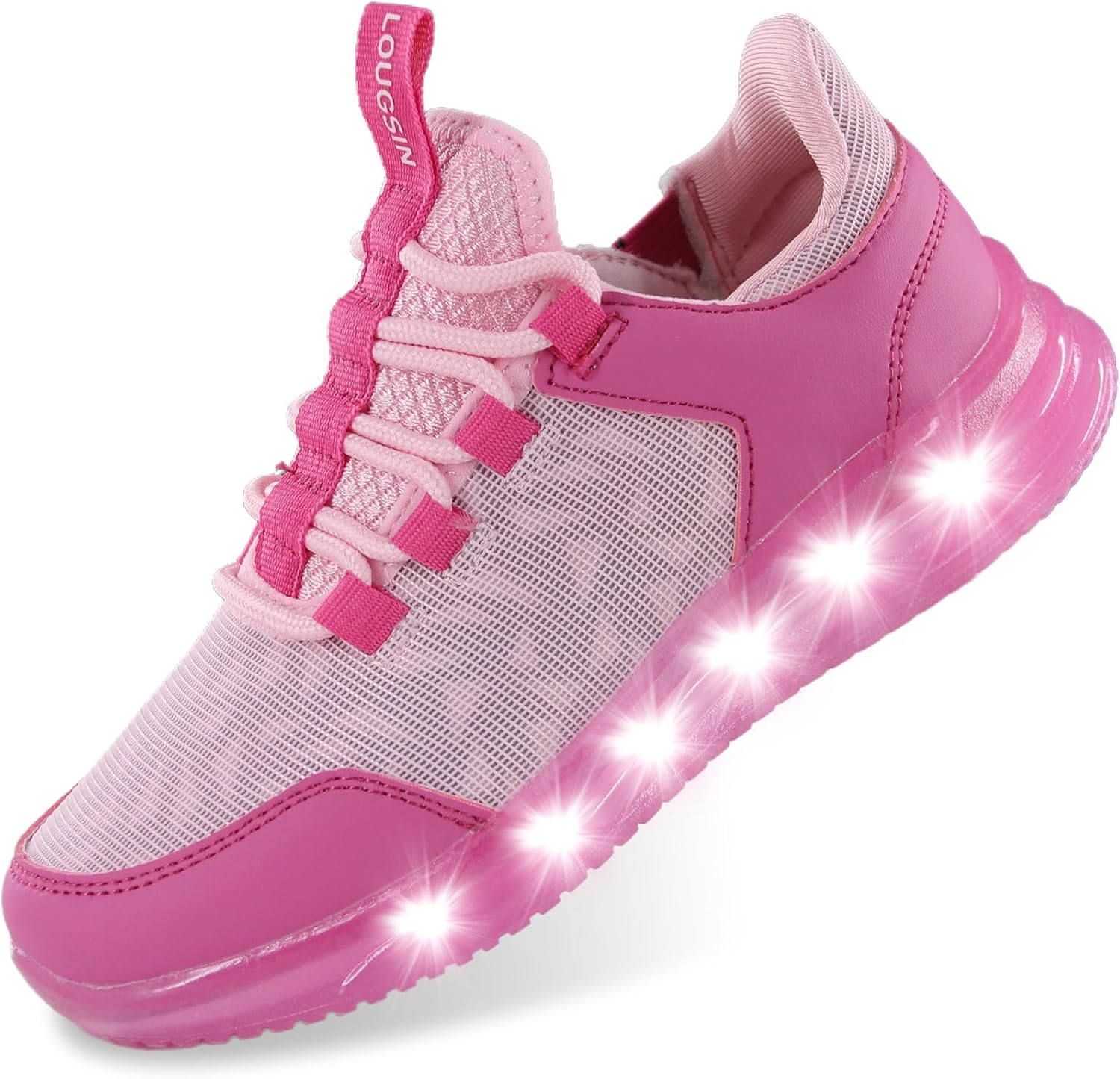 LOUGSIN Boys Girls Light Up Shoes Lightweight Mesh Breathable Adorable GlowDash LED Flashing Running Sneakers for Toddler and Little Kid