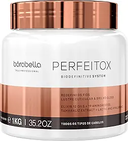 Botox Capilar Borabella Perfeitox 1kg - Máscara Tratamento Cabelo, Brilho Espelhado e Redução de Volume, Anti Frizz