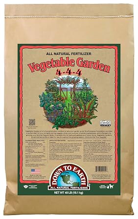 Down To Earth All Natural Fertilizers Organic Vegetable Garden - Plant Food for Vegetables, Herbs, Greens and Raised Beds 4-4-4, 40 lb