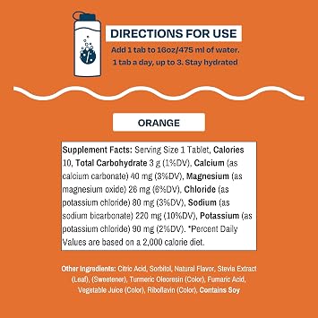 Drinklits Orange Daily Hydration Tablets (2) Tube Bundle | Essential Electrolytes 0g Sugar Replenishing Hydration Drink | 20 Servings - 10 Tablets Per Tube