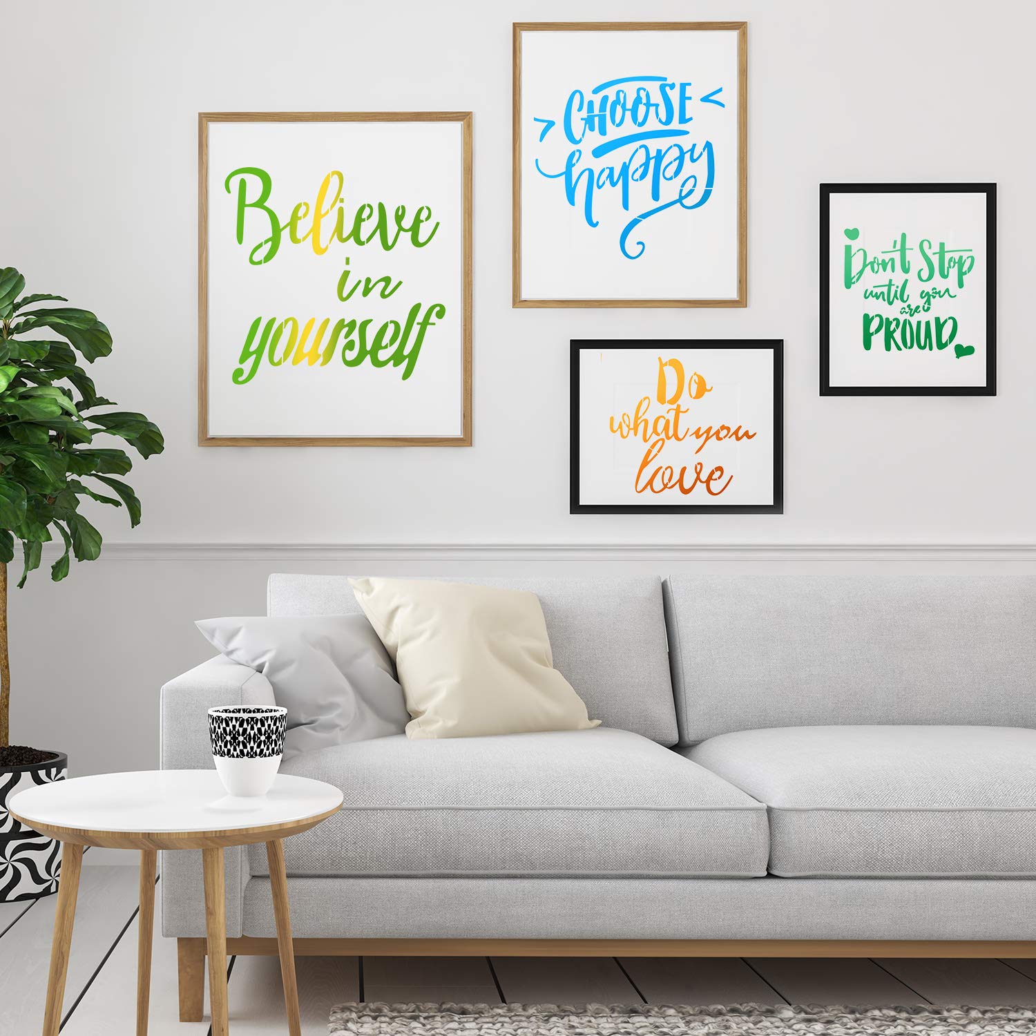 Zonon 12 Pieces Plastic Inspirational Quote Stencils 3