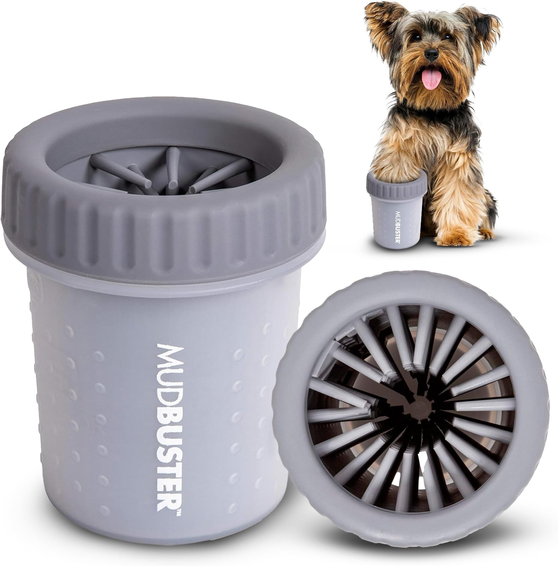 Dexas MudBuster Portable Dog Paw Cleaner, Premium Quality Small Light Gray Pet Accessory
