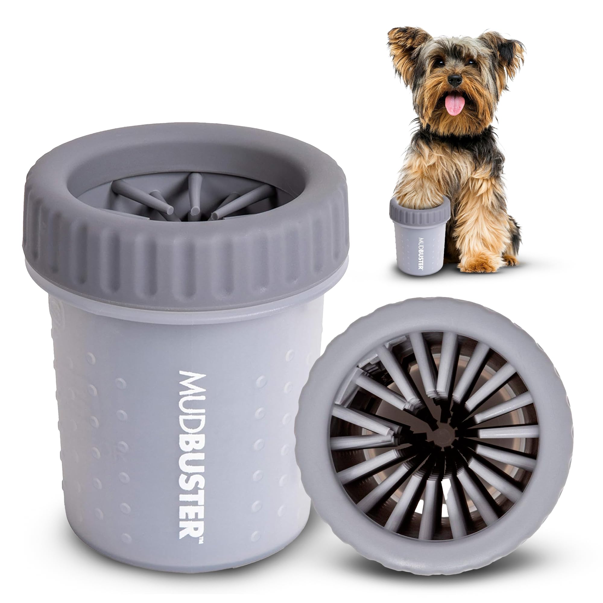 Dexas MudBuster Portable Dog Paw Cleaner, Premium Quality Small Light Gray Pet Accessory