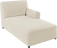 Vista 12 de FantasDecor Funda Elástica para Chaise Lounge Funda de Silla de Celosía con Reposabrazos para Sala de Estar Dormitorio Doble Brazo Tela Jacquard Gris