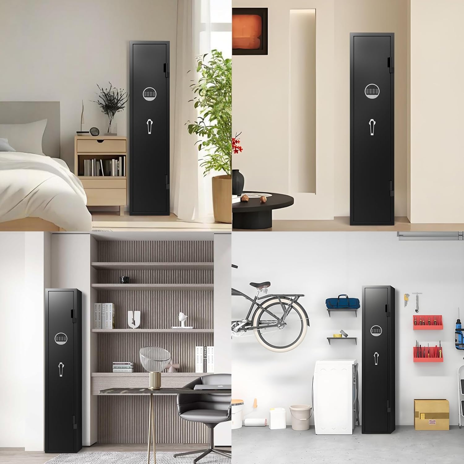 Marcree 3-5 Gun Safe, 180° Quick Access Gun Cabinet for Rifle and Pistol, Rifle Gun Safe with Inner Safe, Electronic Rifle Cabinet with Dual Alarm System, Shotgun Safe for Home Bedroom, Password Lock