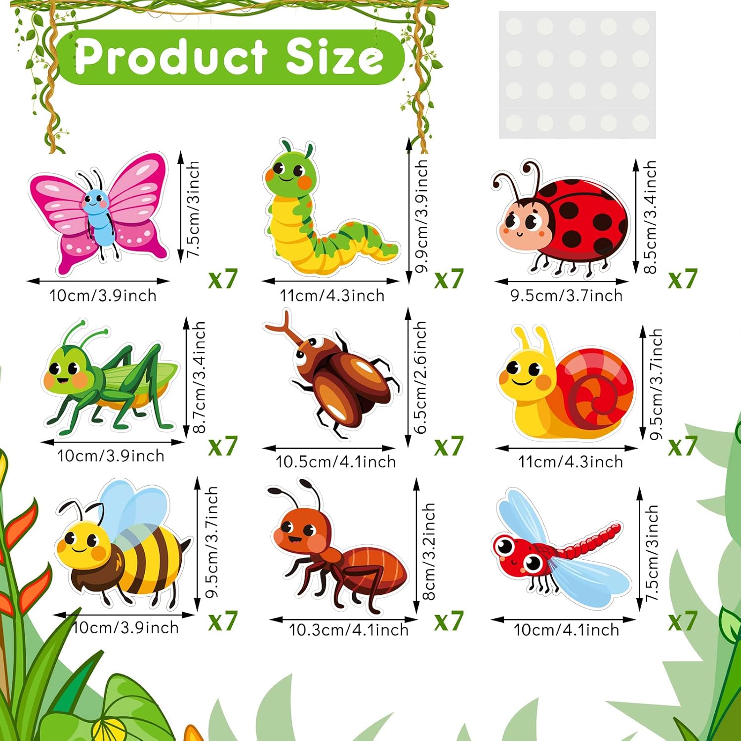 63 Pieces Insect Bulletin Board Cutouts Bug Cutouts Bugs Mini Accents Card Insect Theme Spring Decoration for School Party Supplies