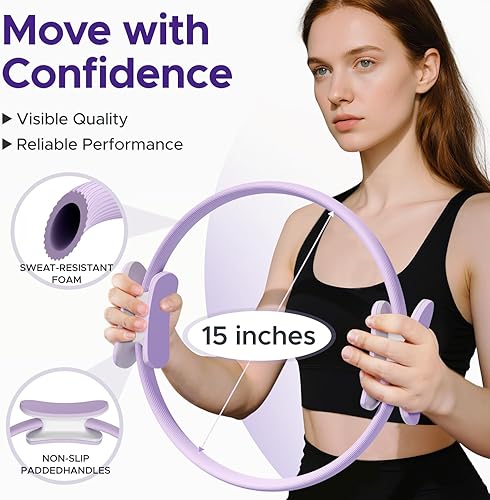 Miniatura 2 de Pilates Ring Kit for Women, Pilates Equipment Accessories, Home Workout Set with Magic Circle, Mini Exercise Ball, Ankle Resistance Bands & Yoga
