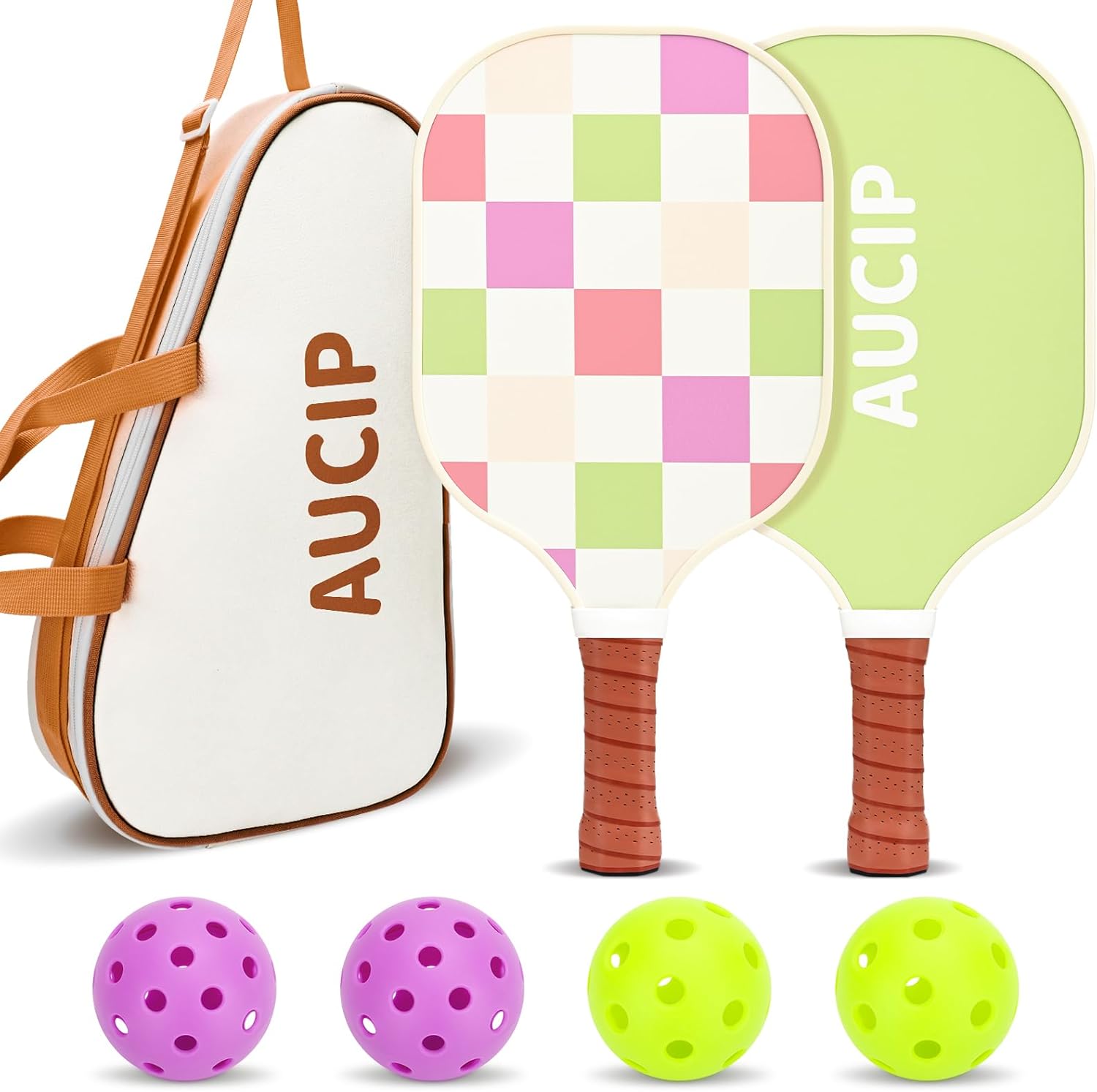 Pickleball Paddles, USAPA Approved Cute Pickleball Paddles Set of 2/4, Polypropylene Honeycomb Core, Fiberglass Pickleball Set with 2 or 4 Pickleball Rackets, 4 Balls, 1 Bag for Women