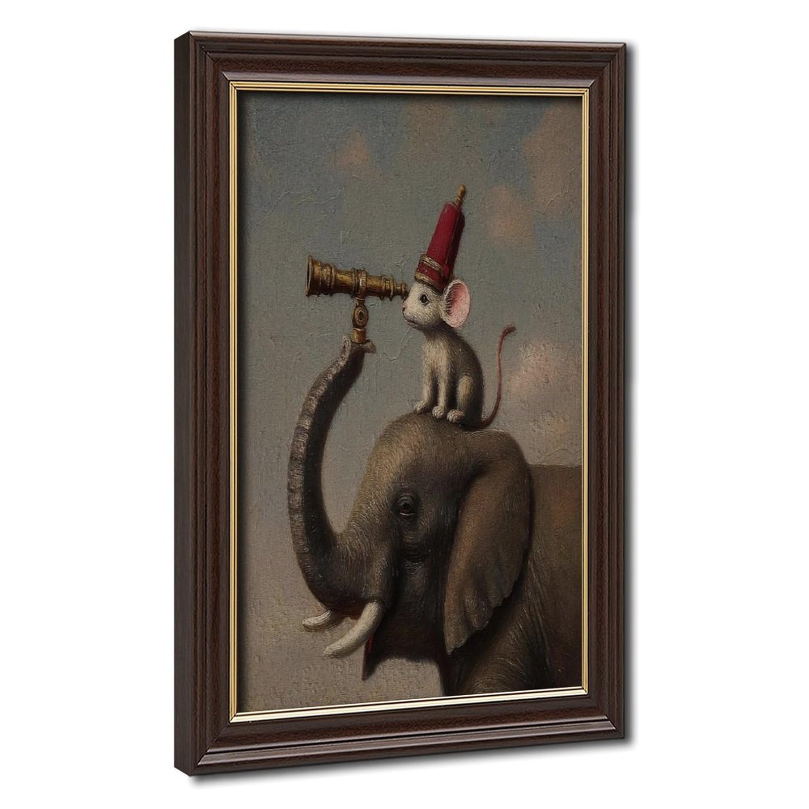 Bareronor Mouse on Elephant Poster Canvas Poster Bedroom Decor Landscape Office Room Decor Gift 12" L X 18" W